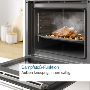 Bosch HRG6753S2 Edelstahl Backofen mit Dampfunterstützung Pyrolyse(Selbstreinigung)