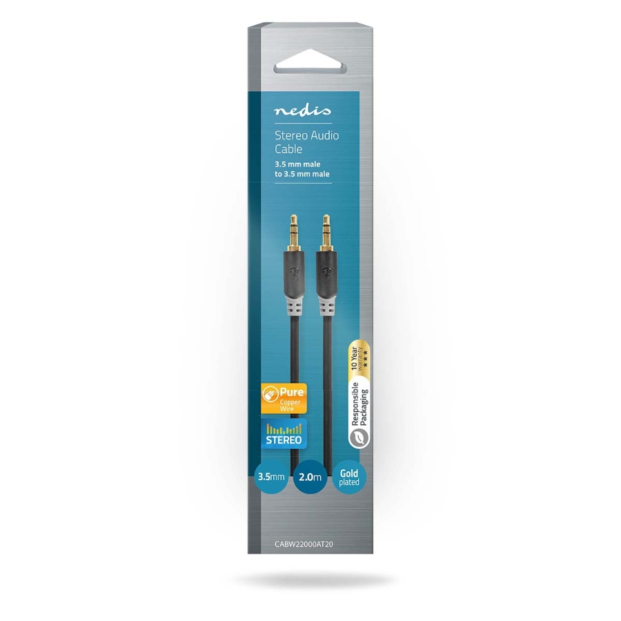 Nedis CABW22000AT20 Stereo Audiokabel | 3,5-mm-Stecker | 2,0 m | Anthrazit