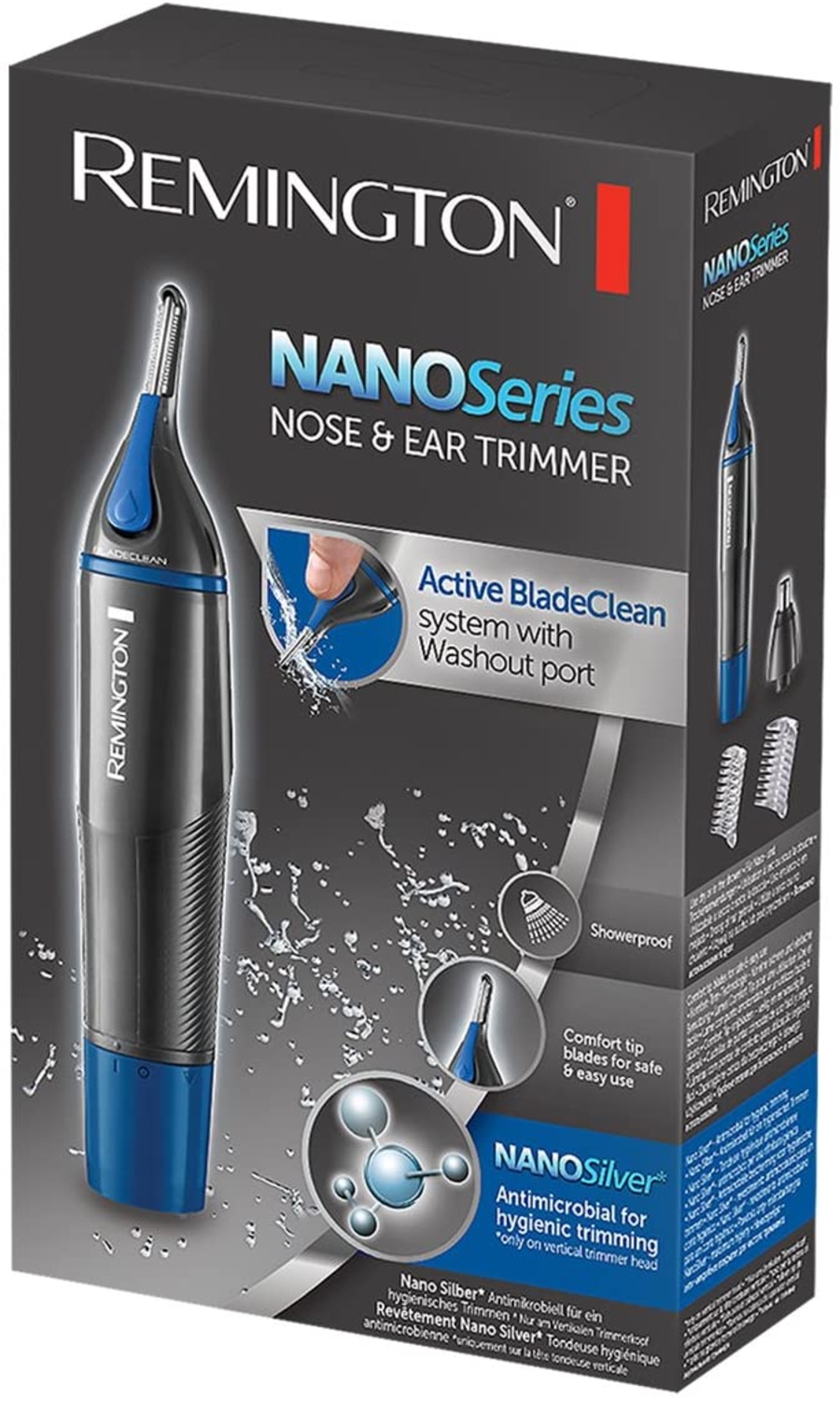 Remington NE3850 NanoSeries Hygiene Clipper Schwarz Trimmer für Nasen-, Ohren- & Augenbrauenhärchen
