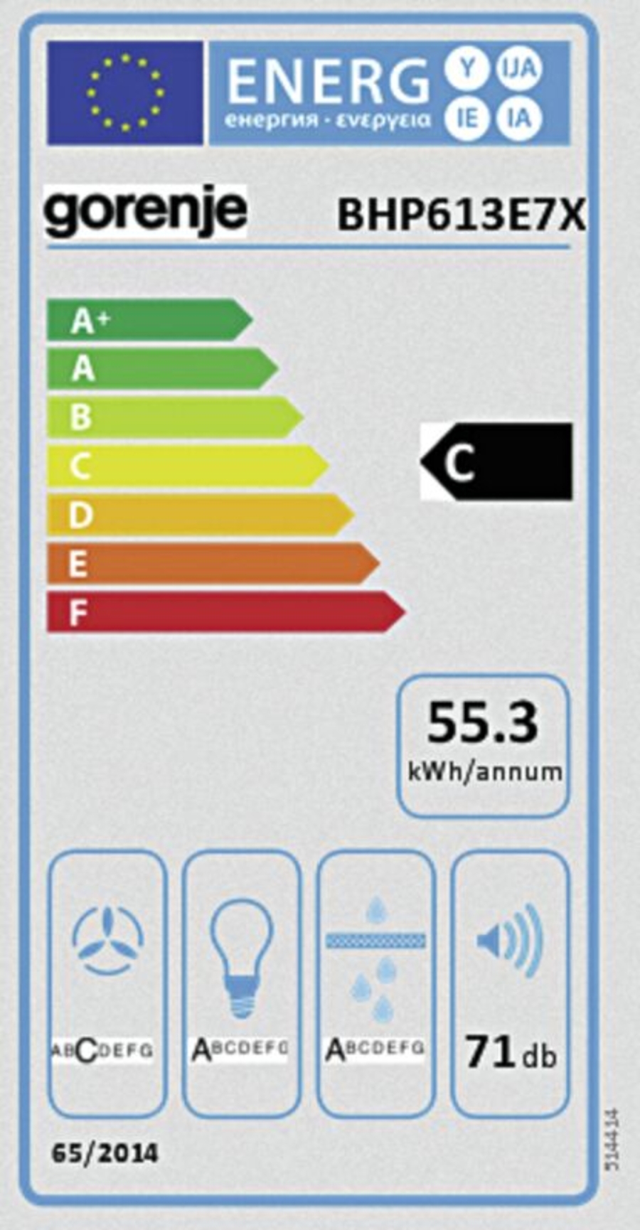 Gorenje BHP613E7X Dunstabzugshaube 433 m³/h  Gerätemaß (B x H x T): 60 × 17 × 30,5 cm
