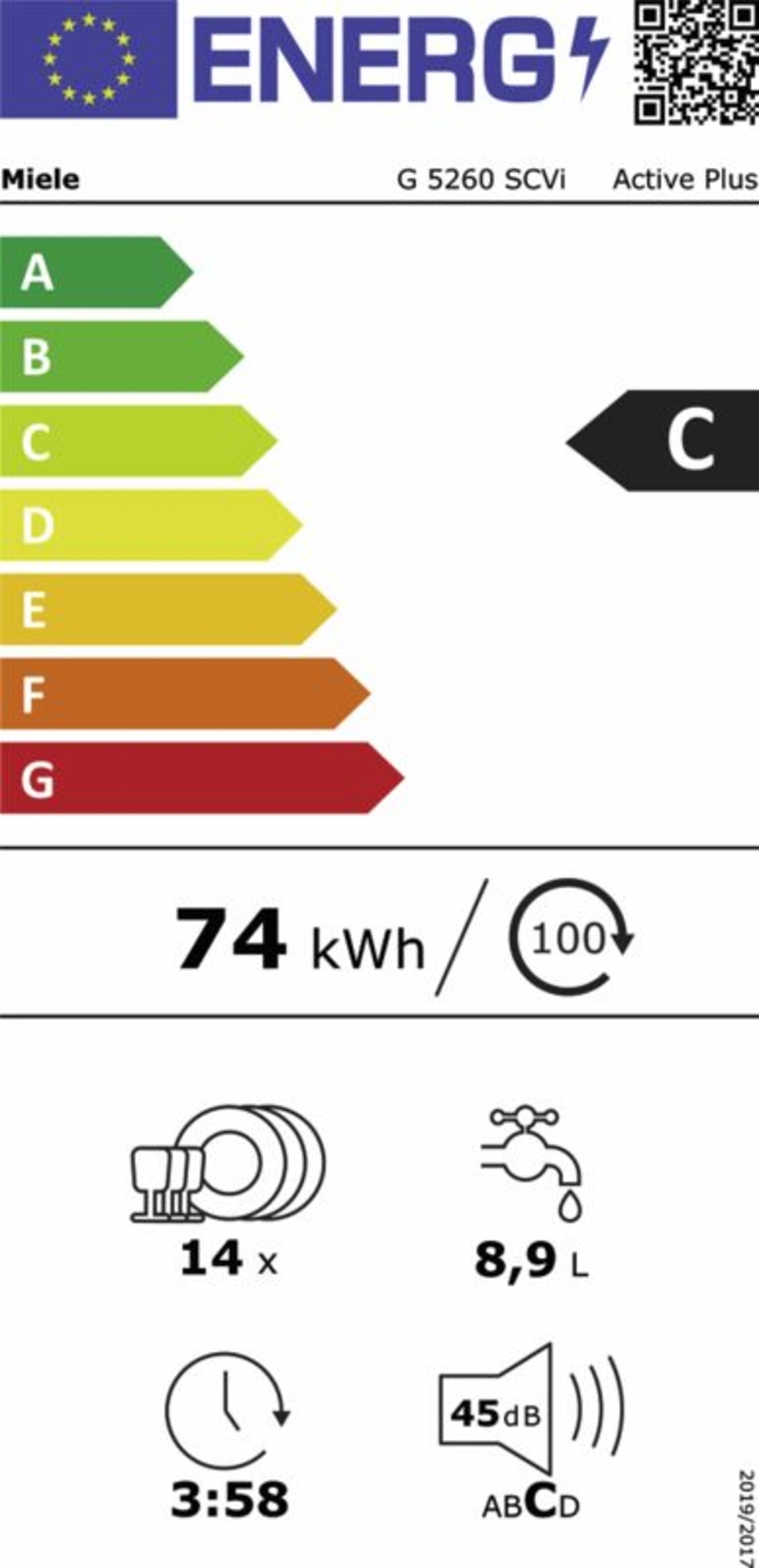 Miele G5260 SCVi Active Plus Vollintegrierter Geschirrspüler Edelstahl mit Schublade