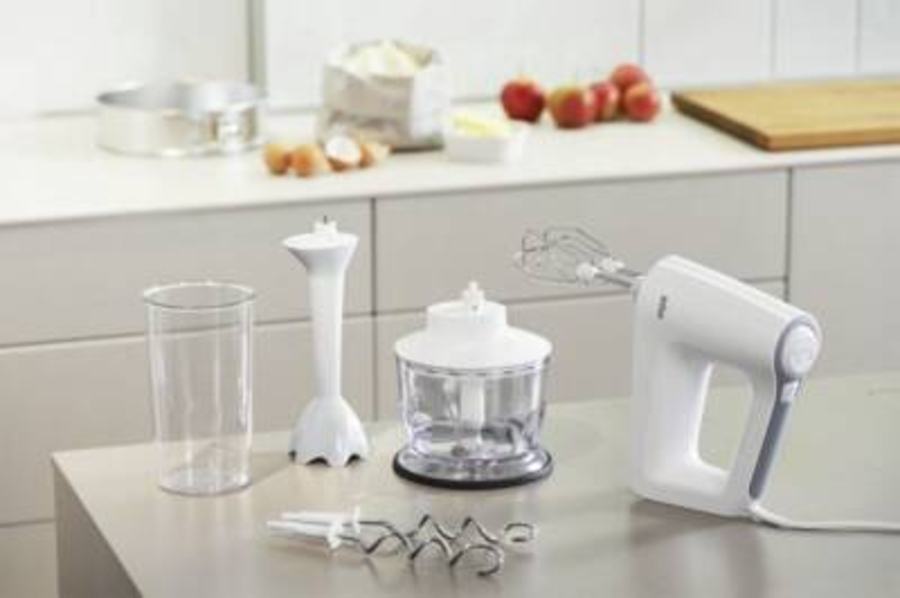 Braun Domestic Home HM 3135 MultiMIx 3 Handmixer Weiss 500W zum Backen & Kochen, inkl. Schneebesen, Knethaken
