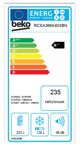 Beko RCSA366K40XBN Kühl-Gefrierkombination Edelstahl-Look 348L 