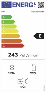 Beko RCSA366K40XBN Kühl-Gefrierkombination Edelstahl-Look 348L 