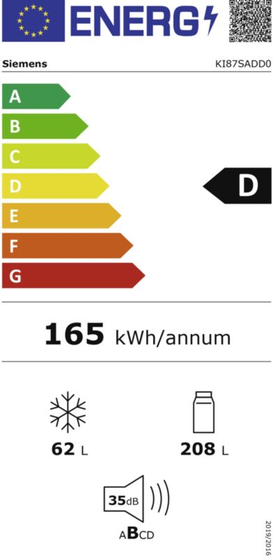 Siemens KI87SADD0 Einbau-Kühl-Gefrier-Kombination mit Gefrierbereich unten Festtür