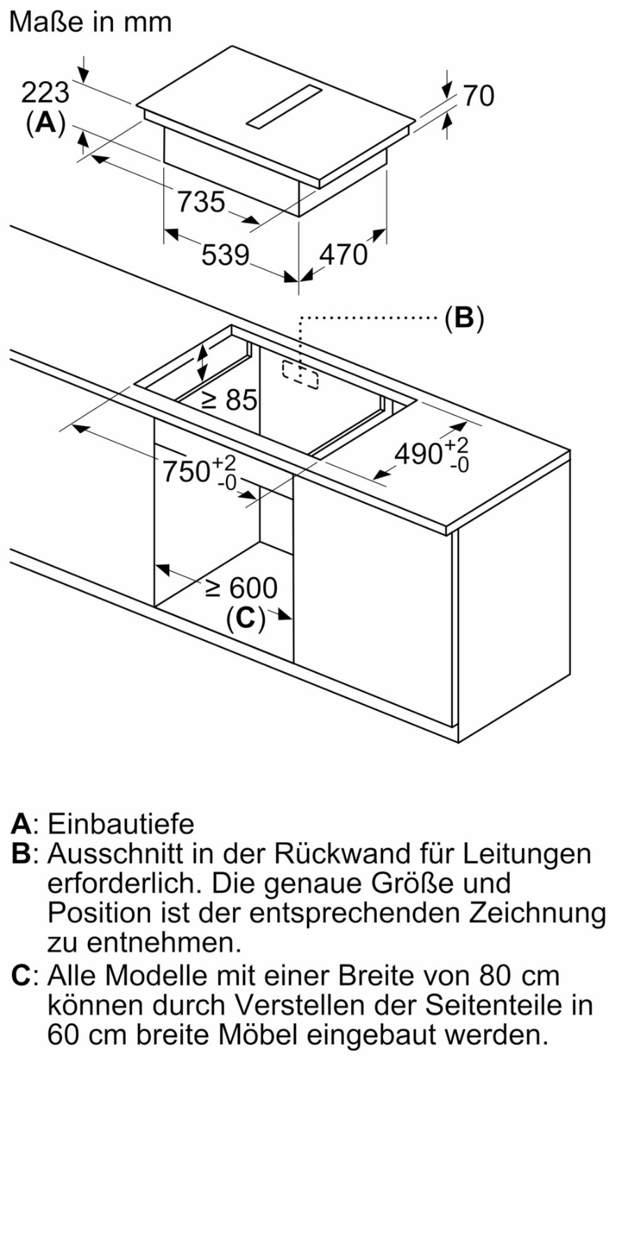 Siemens ED811FQ15E  Kochfeld mit Dunstabzug Induktion  Rahmenlos