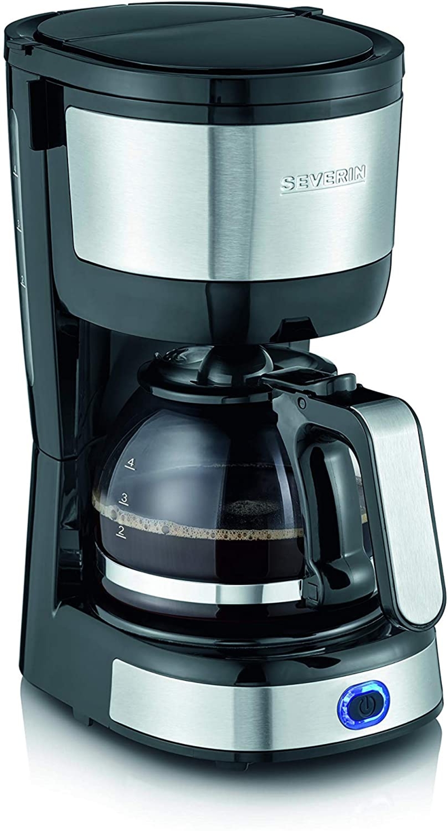 Severin KA4808  Filterkaffeemaschine, Kompaktes Design, Gebürsteter Edelstahl bis zu 4 Tassen