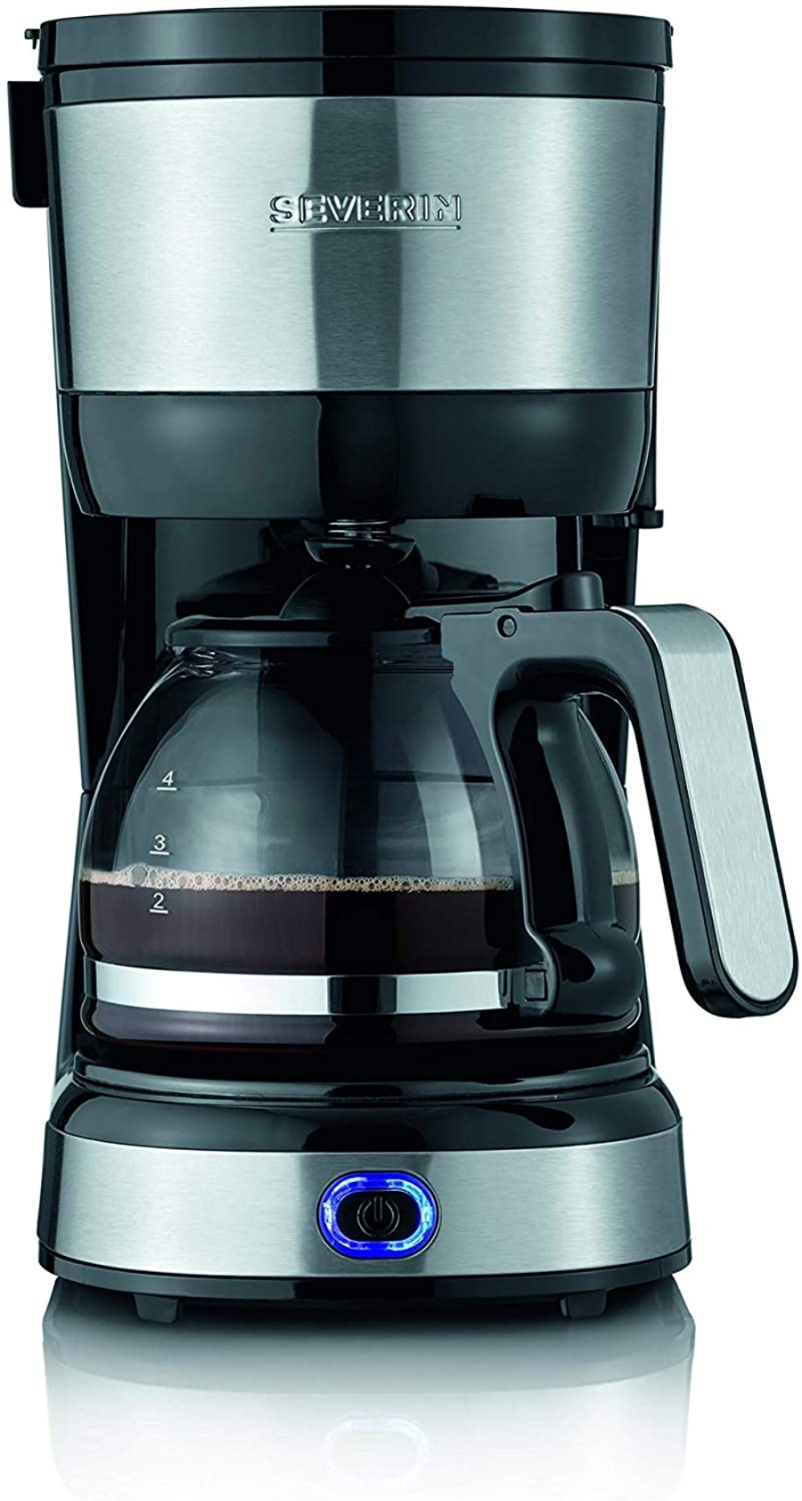 Severin KA4808  Filterkaffeemaschine, Kompaktes Design, Gebürsteter Edelstahl bis zu 4 Tassen