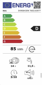 Beko DVN06430W Standgeschirrspüler, 60cm, 14 Maßgedecke,  