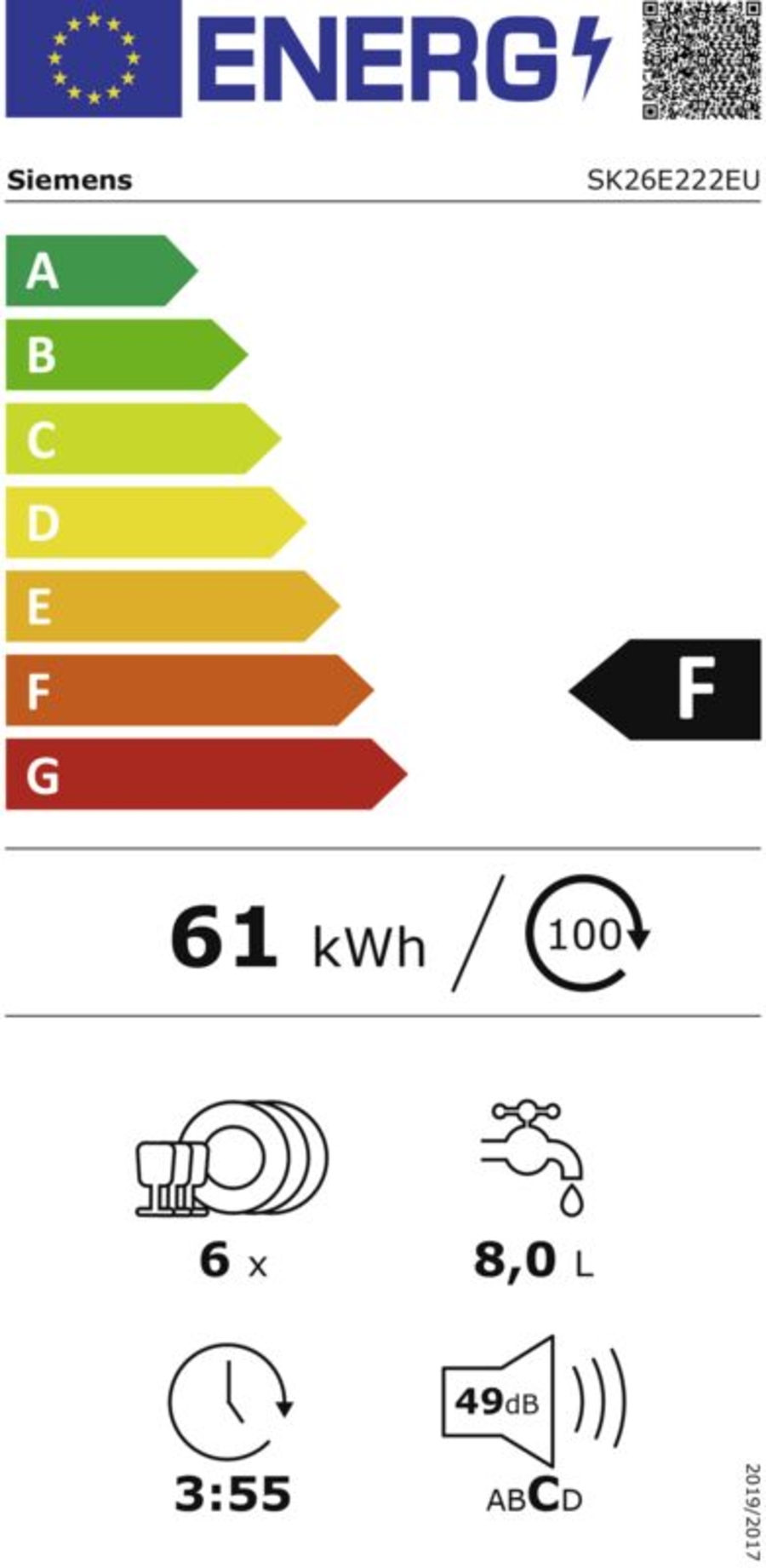 Siemens SK26E222EU Kompakt-Geschirrspüler Freistehender 