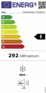 Beko RFNE448E35W Gefrierschrank, 70cm, 404l, NoFrost Höhe: 191,2cm, Breite: 70cm