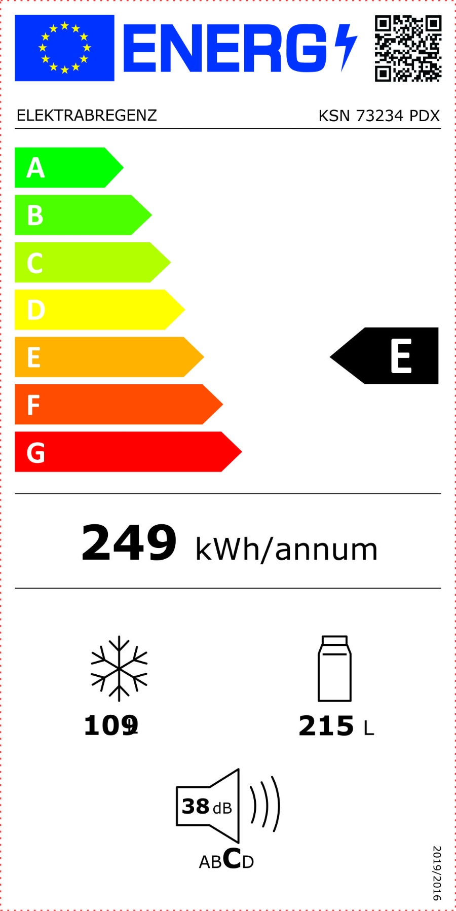 Elektrabregenz KSN73234 PDX Kühl- und Gefrierkombination Stand NoFrost