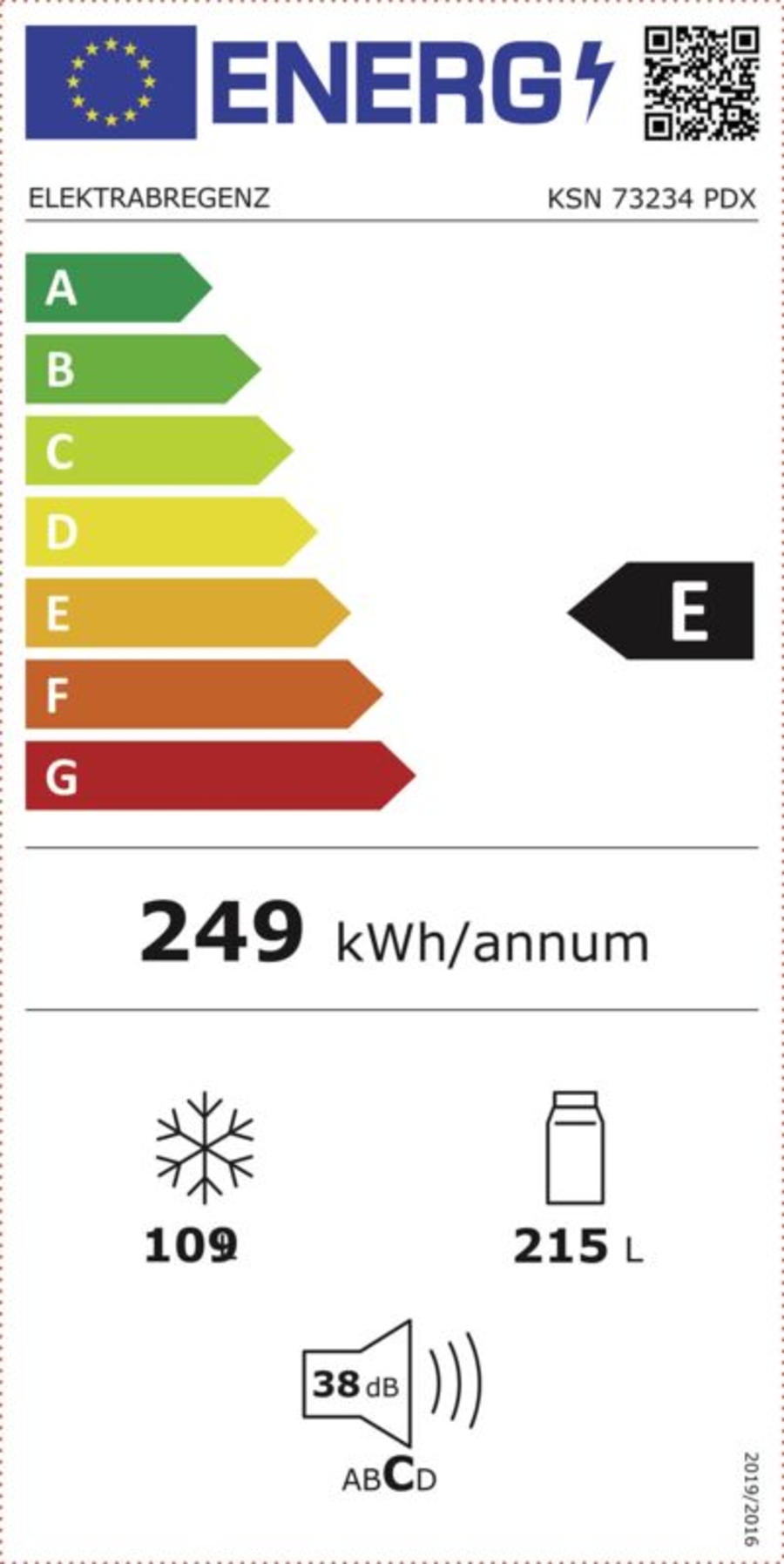 Elektrabregenz KSN73234 PDX Kühl- und Gefrierkombination Stand NoFrost