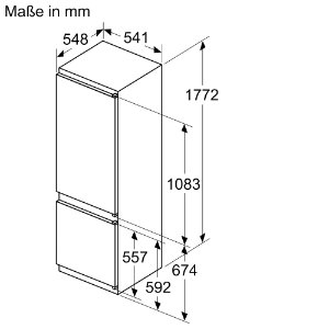Siemens KI87VVSE0 iQ300 Einbau-Kühl-Gefrier-Kombination mit Gefrierbereich unten 177.2 x 54.1 cm