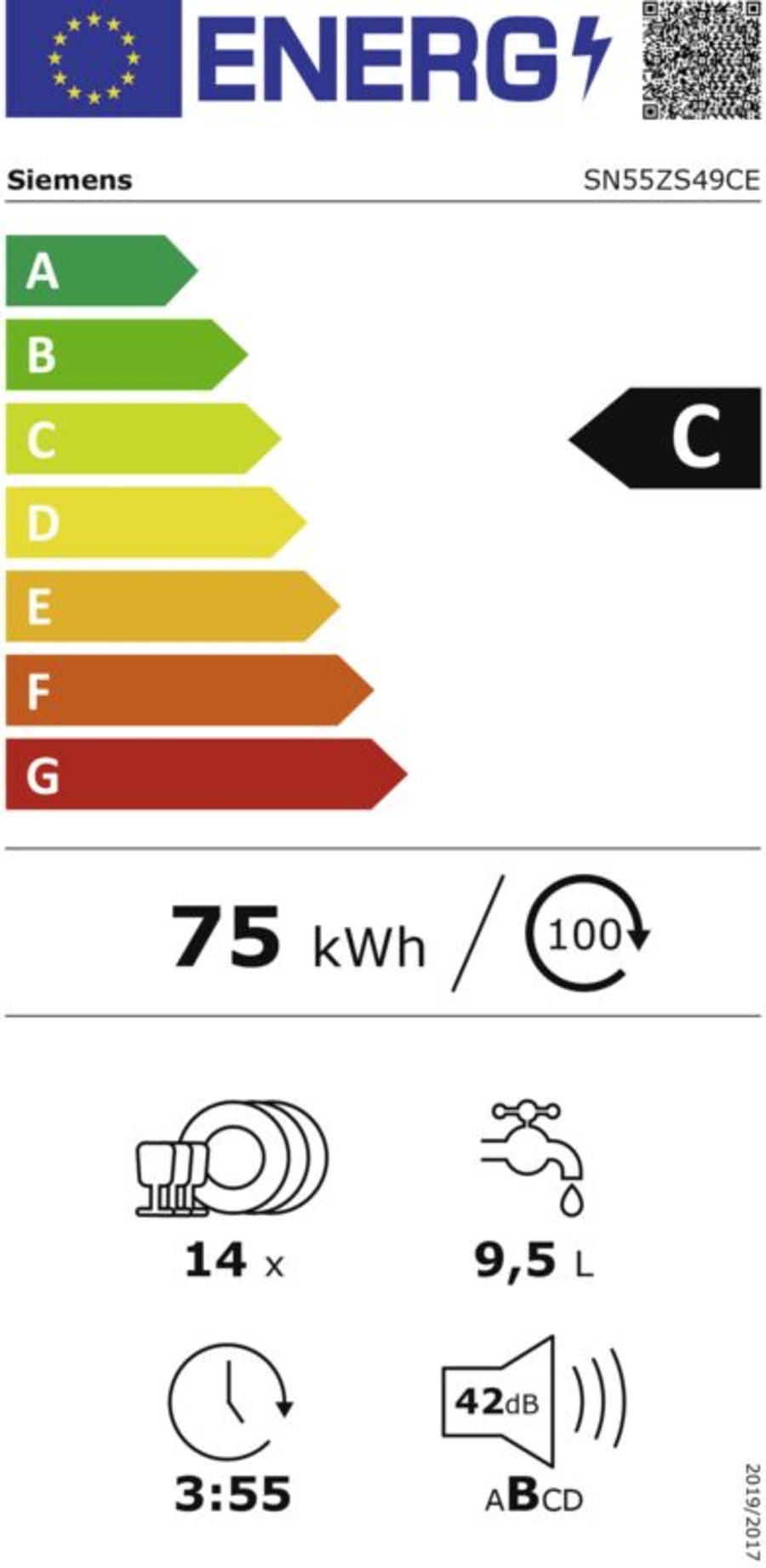 Siemens SN55ZS49CE iQ500 Teilintegrierter Geschirrspüler 60 cm Edelstahl