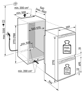 Liebherr ICBNdi 5183 Peak BioFresh NoFrost  Integrierbare Kühl-Gefrierkombination mit BioFresh
