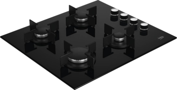 Beko HILG64120S Gaskochfeld schwarz glas modernes Design