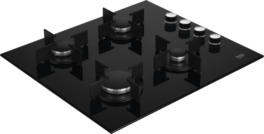 Beko HILG64120S Gaskochfeld schwarz glas modernes Design