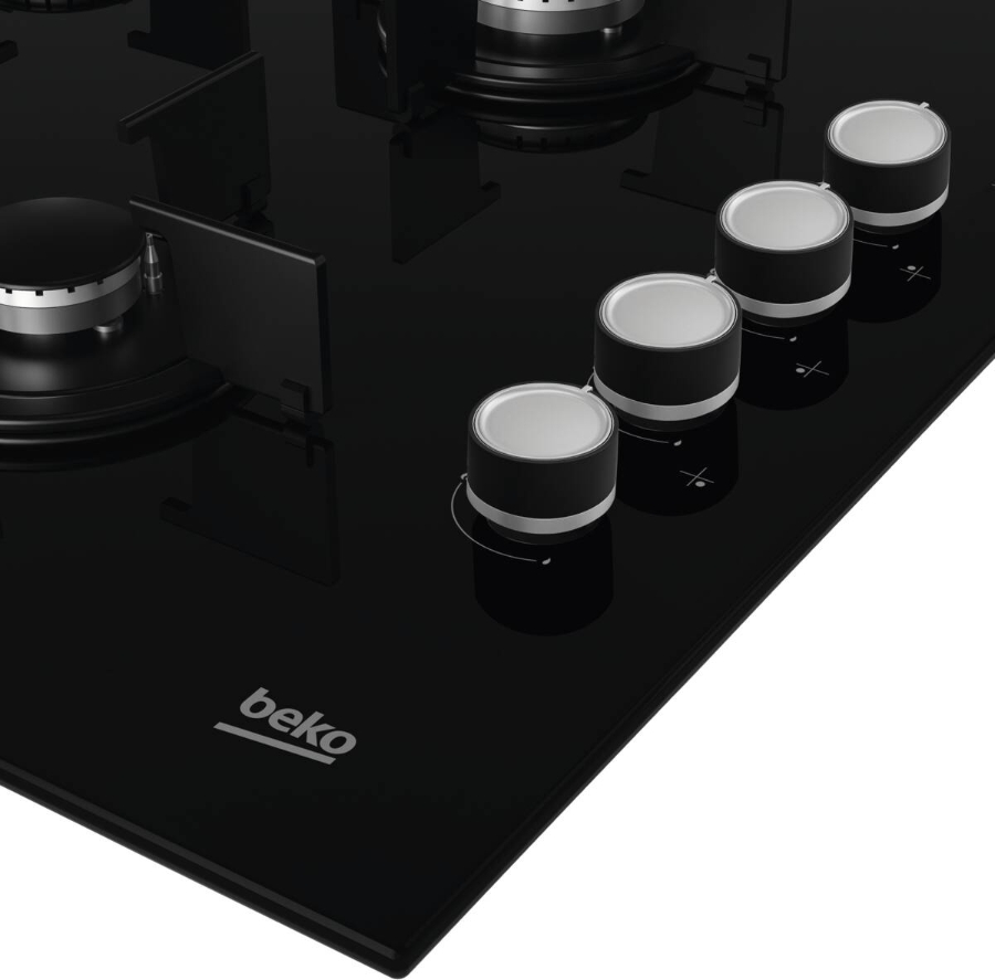 Beko HILG64120S Gaskochfeld schwarz glas modernes Design