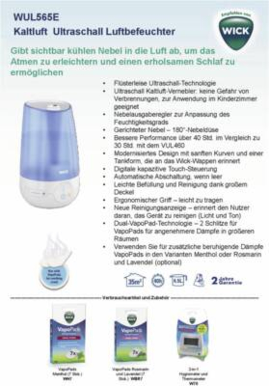 Wick WUL565E4 Kaltluft Ultraschall Luftbefeuchter 