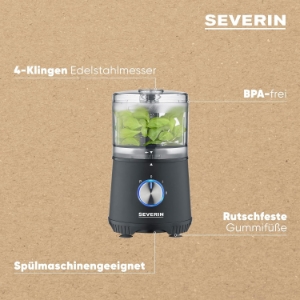 Severin KM3865  Zerkleinerer 400 W Edelstahl (gebürstet)  Schwarz  