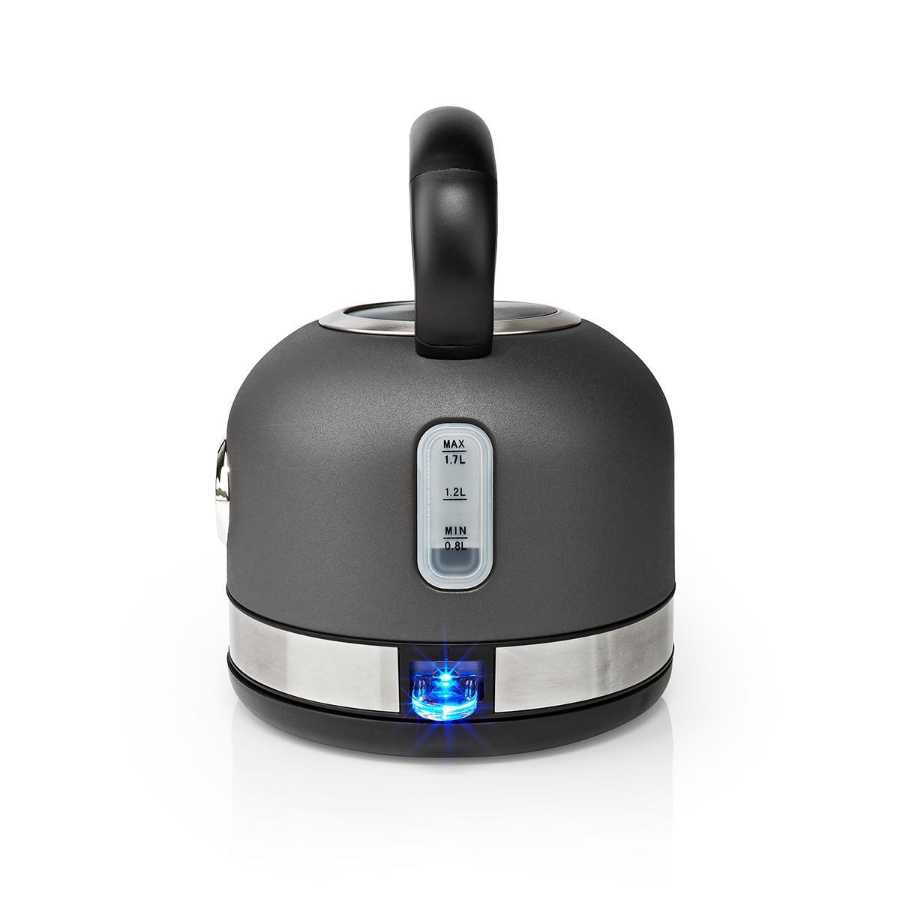 Nedis KAWK310EGY Wasserkocher 1.7 l | Edelstahl | Grau  Temperaturanzeige | Um 360 Grad drehbar