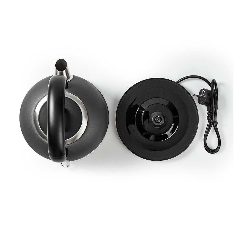 Nedis KAWK310EGY Wasserkocher 1.7 l | Edelstahl | Grau  Temperaturanzeige | Um 360 Grad drehbar