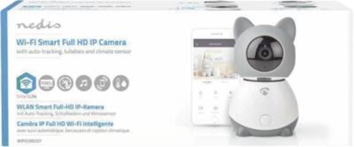 Nedis WIFICI30CGY Smartlife Innenkamera WLAN | Full HD 1080p  Pan tilt  Cloud / MicroSD | mit Bewegungssensor | Nachtsicht