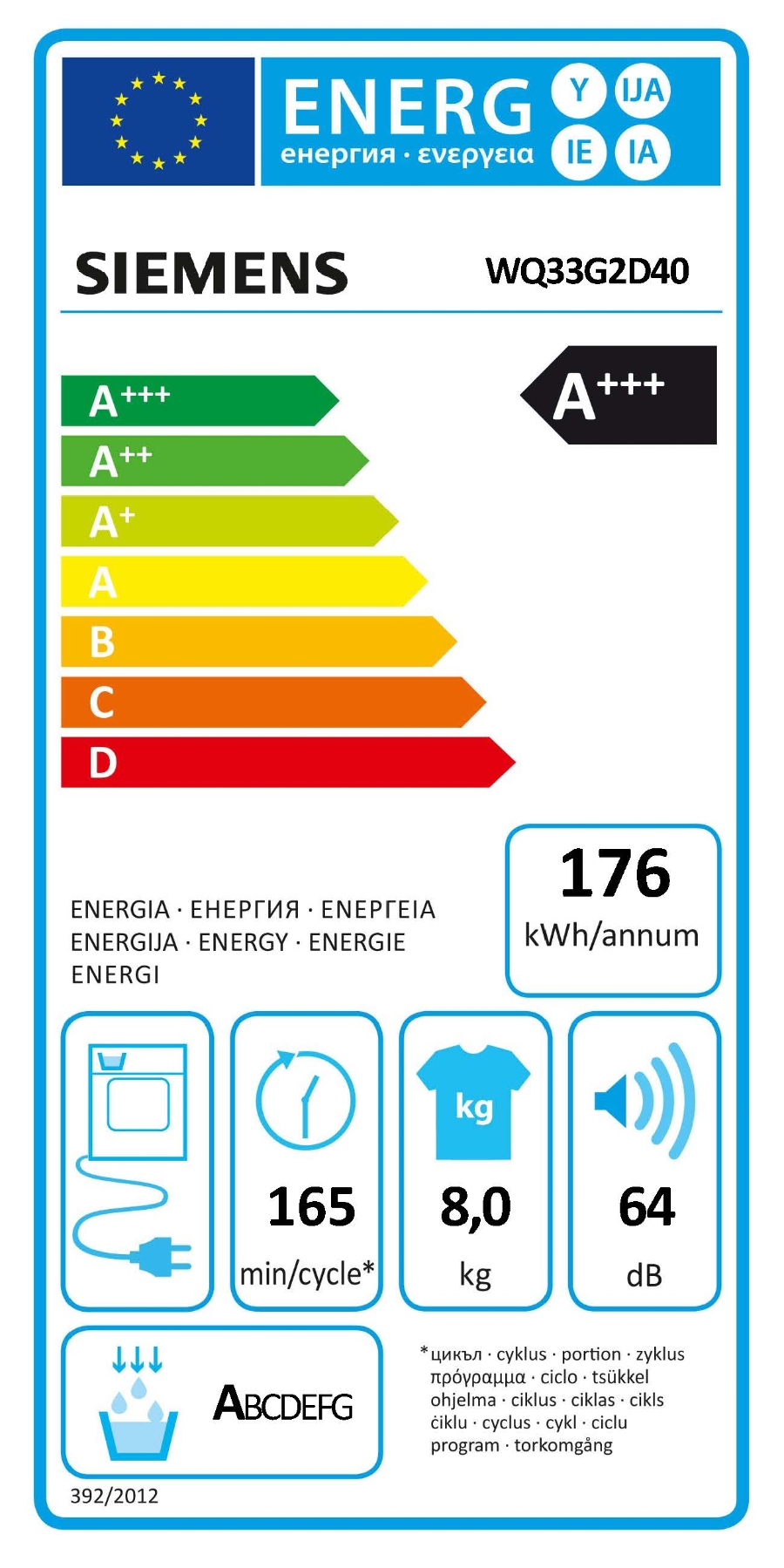 Siemens WQ33G2D40 Wärmepumentrockner Weiss 8kg A+++