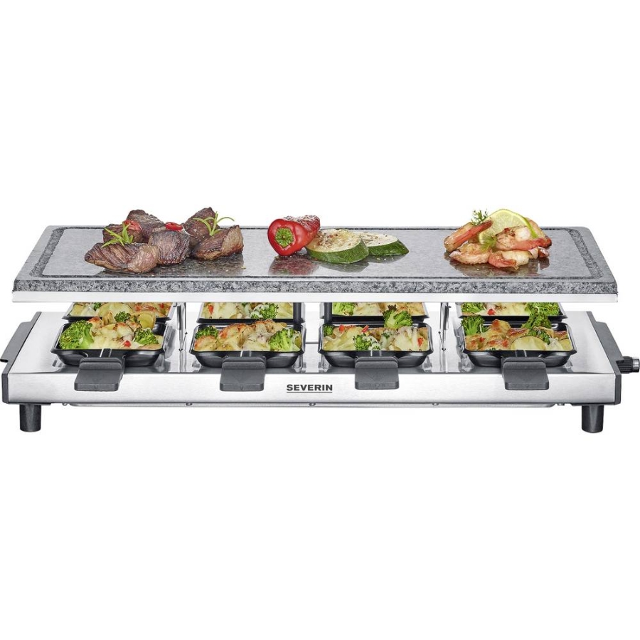 Severin RG2374 Raclette mit Naturgrillstein Kunststoff/Edelstahl, schwarz 