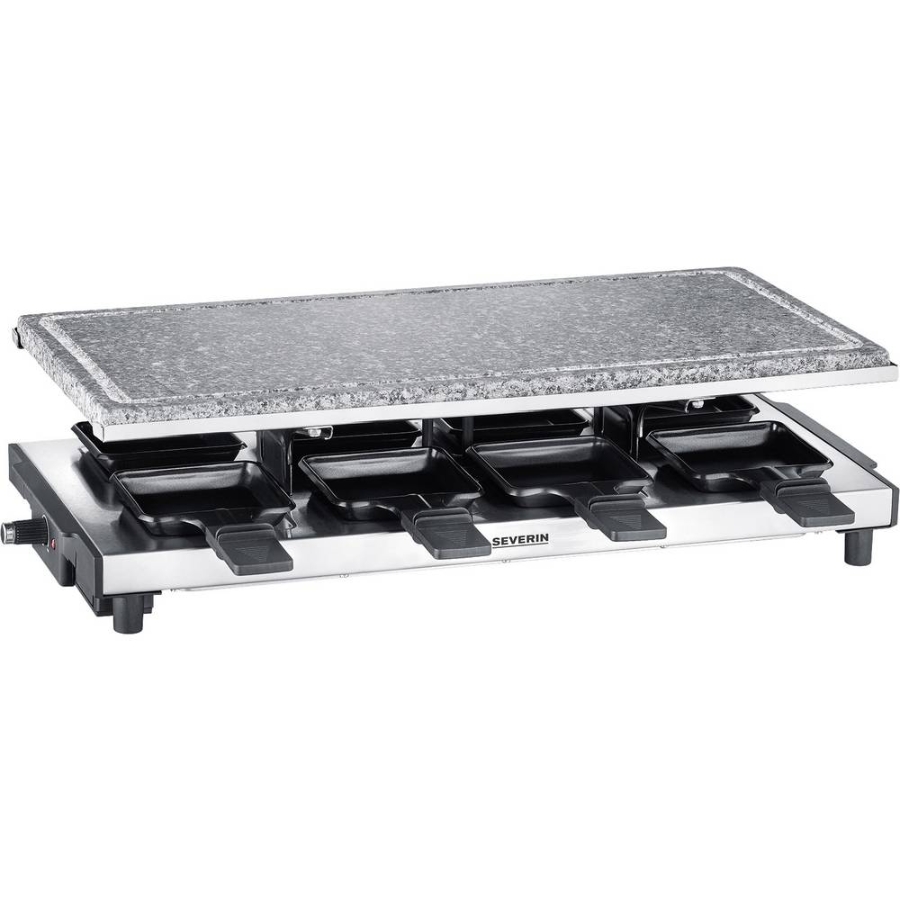 Severin RG2374 Raclette mit Naturgrillstein Kunststoff/Edelstahl, schwarz 