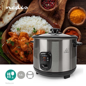 Nedis KARC115AL Reiskocher 1.5 l | 500 W | Antihaft-Beschichtung  Herausnehmbare Schüssel | Automatische Abschaltung