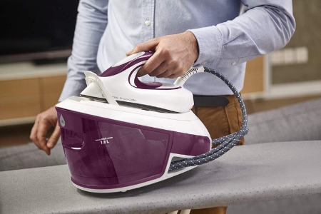 Tefal SV8054 Dampfbügelstation 6.5 Bar 2800W 1.8 L weiß/lila Optimale Dampf-/Temperaturkombination für alle Stoffarten