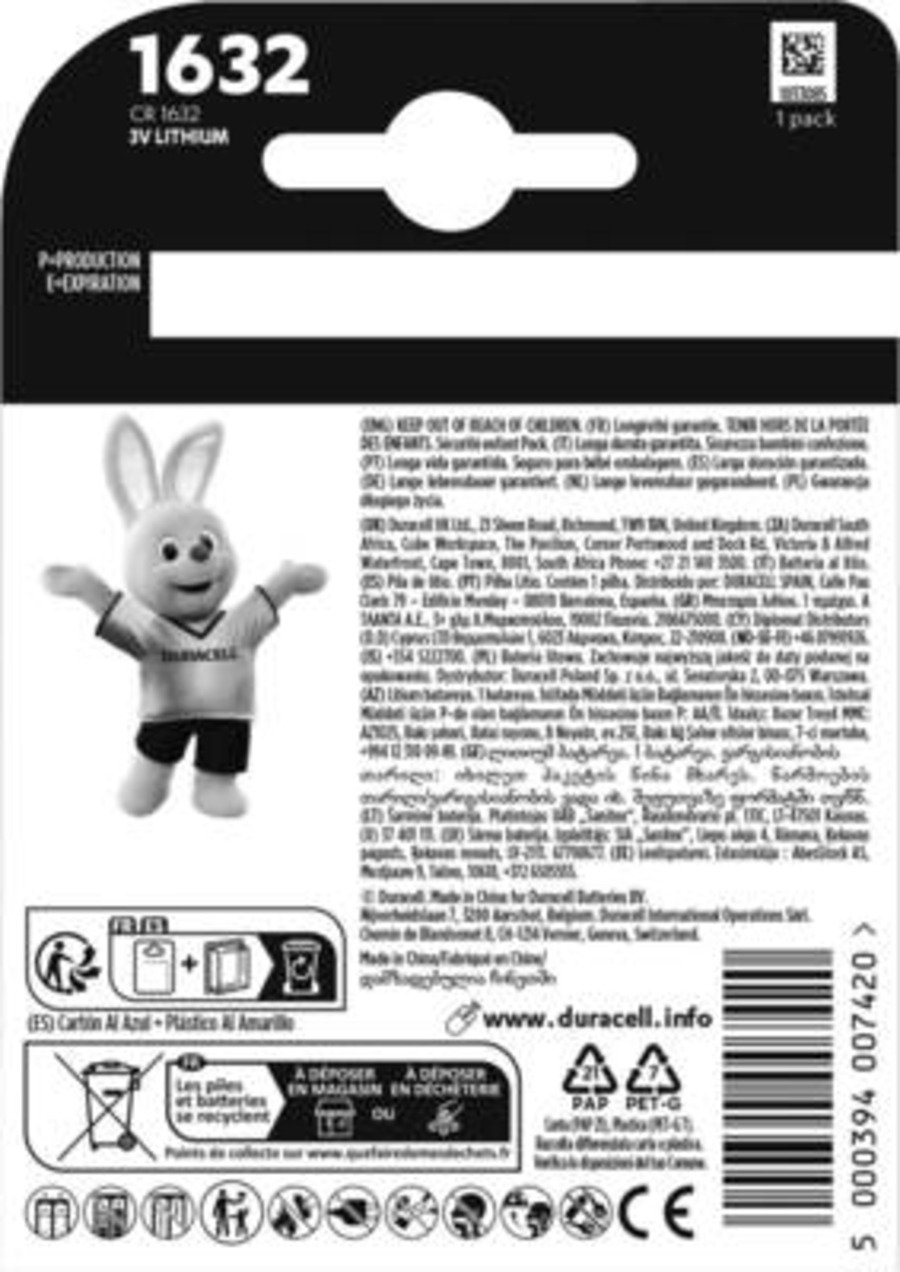 Duracell CR1632 Lithium-Knopfzelle Duracell  1 Stück 