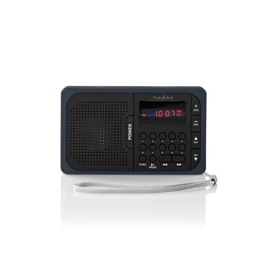 Nedis RDFM2100GY FM-Radio Tragbar Batteriebetrieben / Netzstromversorgung