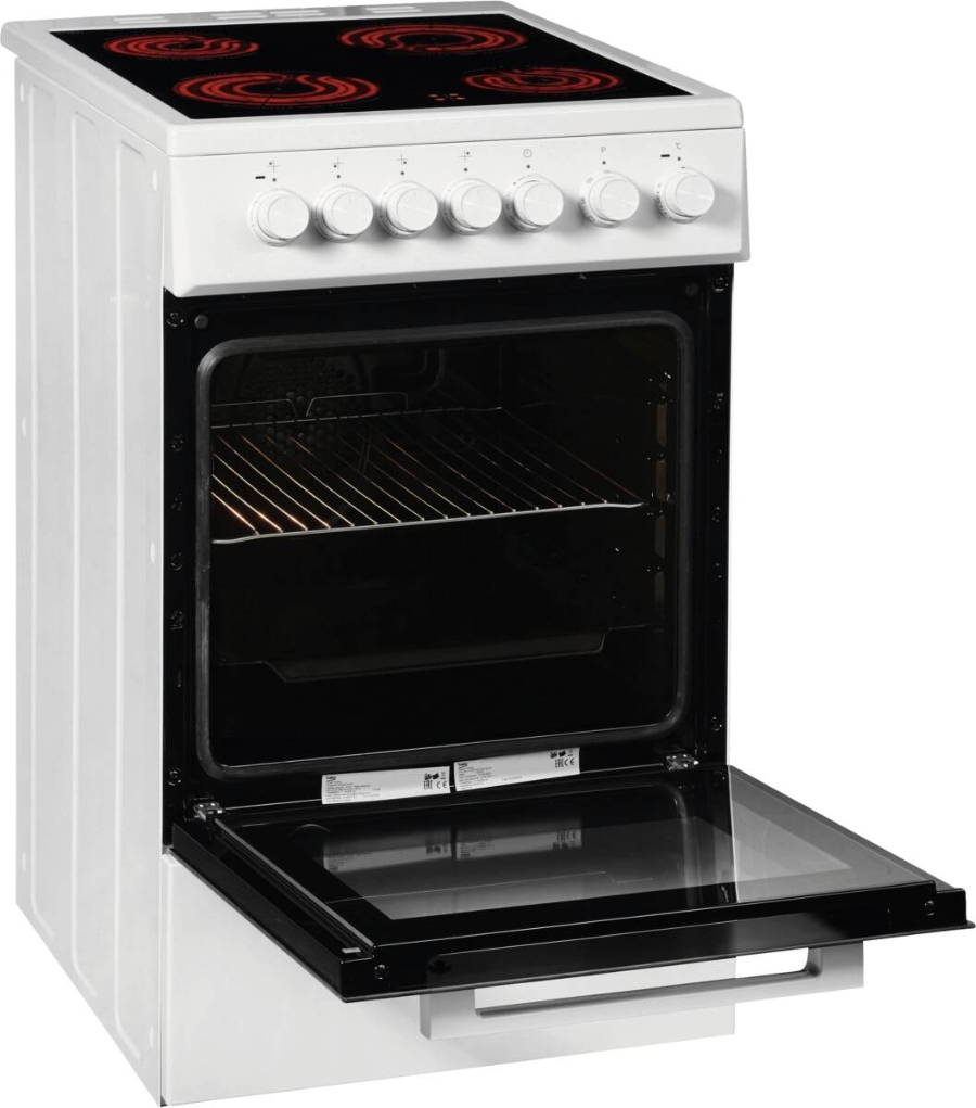 Beko FSM57100GW  Elektroherd mit Glaskeramik-Kochfeld  