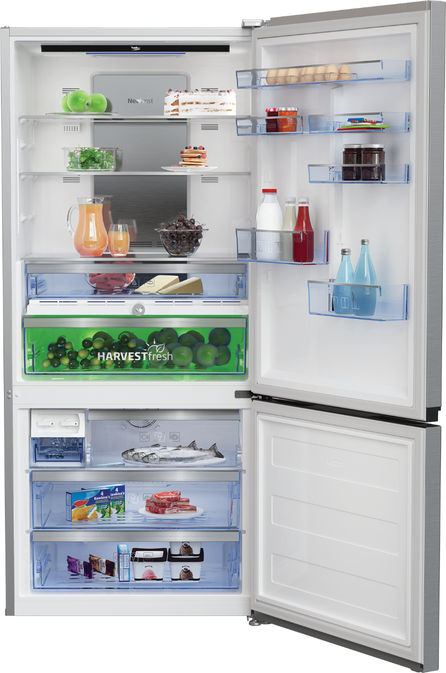 Beko RCNE720E4VZXPN Kühl-Gefrierkombination NoFrost Standgerät   H x B x T: 191,5 cm x 83,2 cm x 74,7 cm
