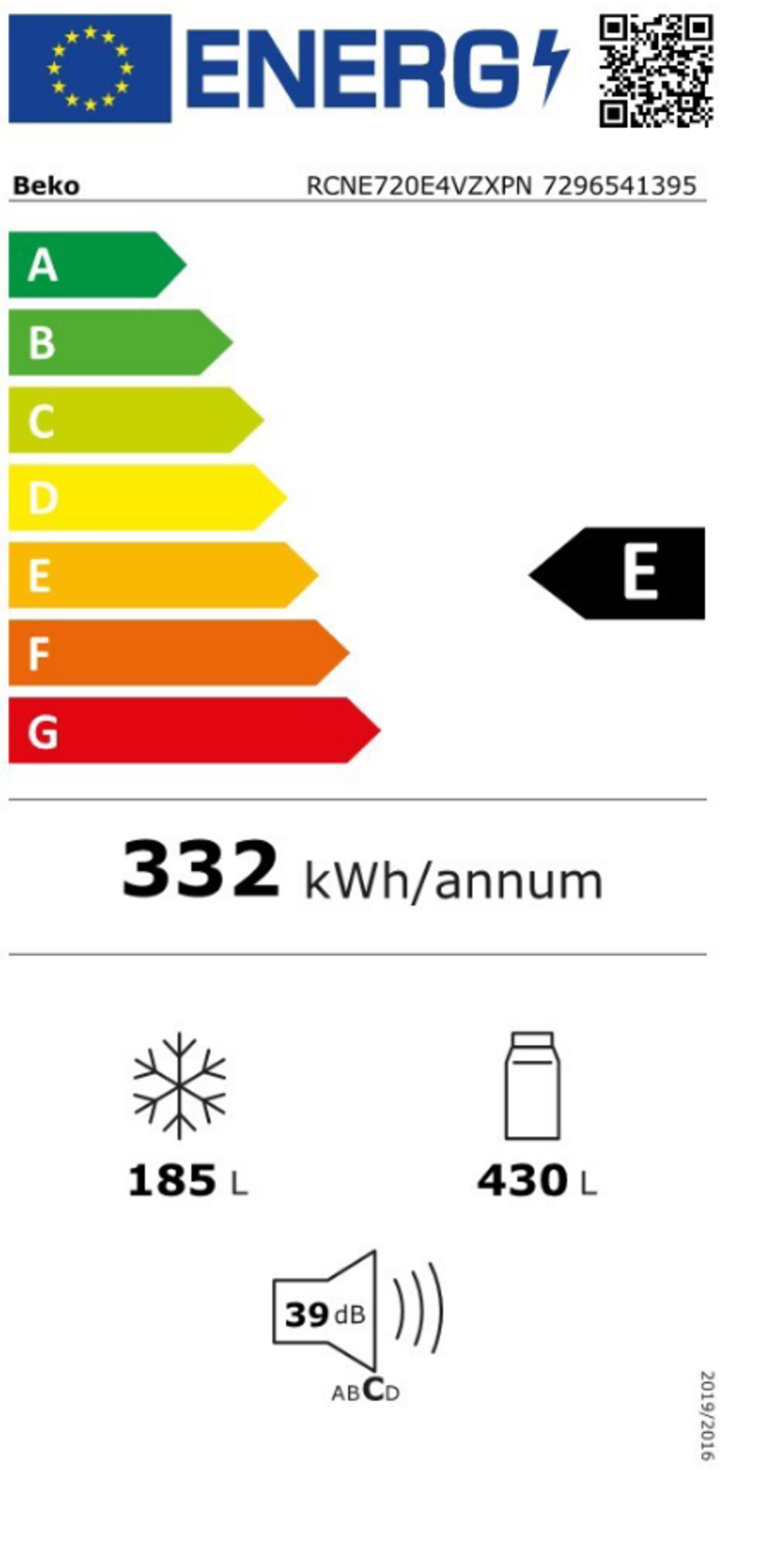 Beko RCNE720E4VZXPN Kühl-Gefrierkombination NoFrost Standgerät   H x B x T: 191,5 cm x 83,2 cm x 74,7 cm