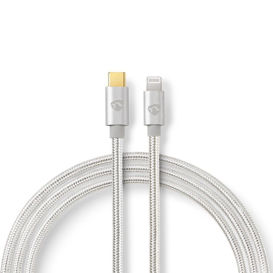 Nedis CCTB39650AL20 Apple Lightning-Kabel | Lightning-Stecker 8-polig – USB-C | 2,0 m | Aluminium