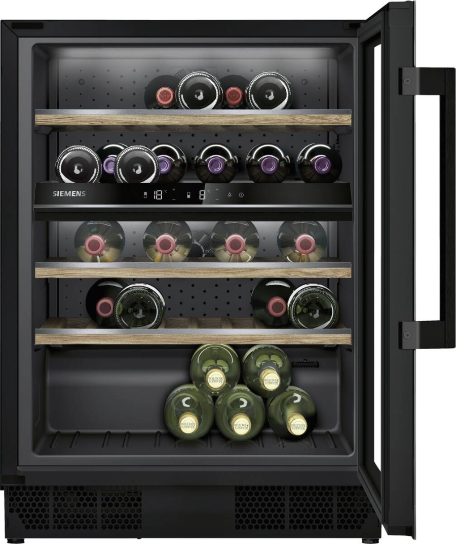 Siemens KU21WAHG0 Weinlagerschrank Schwarz 108l für 44 Flaschen à 0.75l 