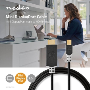 Nedis CCBW37604AT20 Mini Displayport-Kabel DisplayPort 1.4 | Mini DisplayPort Stecker | HDMI™ Stecker |