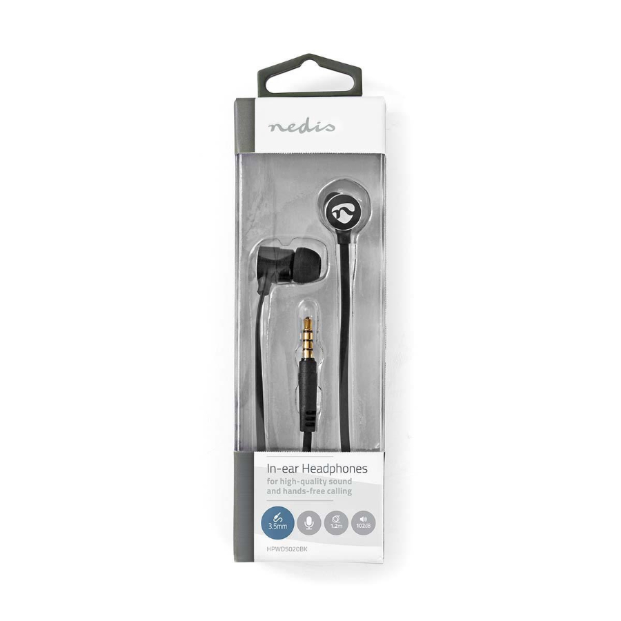 Nedis HPWD5020BK Kopfhörer mit Kabel 3.5 mm | Seillänge: 1.20 m | Eingebautes Mikro