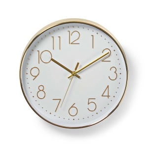 Nedis CLWA015PC30GD Wanduhr Durchmesser: 300 mm | Kunststoff | Gold / Weiss