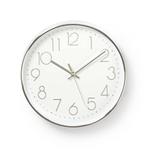 Nedis CLWA015PC30SR Wanduhr Durchmesser: 300 mm | Kunststoff | Silber / Weiss