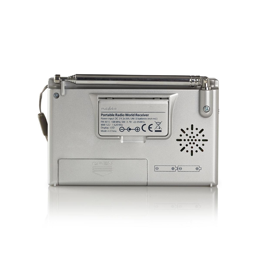 Nedis RDWR1000GY Tragbare Ausführung| AM/ F / SW | Batteriebetrieb Netzstromversorgung | Digital | 1.5 W | Kopfhörerausgang