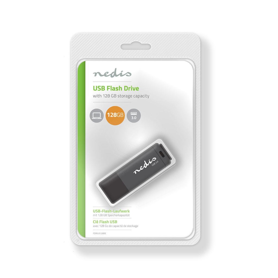 Nedis FDRIU3128BK Flash Laufwerk 128 GB | USB Type-A | Lesegeschwindigkeit: 80 MB/s