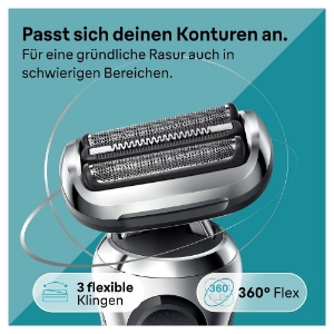 Braun Personal Care Series 7 71-S7500cc Elektrorasierer mit Barttrimmer, Reinigungsstation, Silber