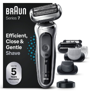 Braun Personal Care  Series 7 71-S4862cs Elektrorasierer mit 3 EasyClick-Aufsätz, Ladestation, Silber