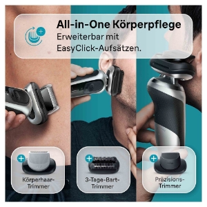 Braun Personal Care  Series 7 71-S4862cs Elektrorasierer mit 3 EasyClick-Aufsätz, Ladestation, Silber