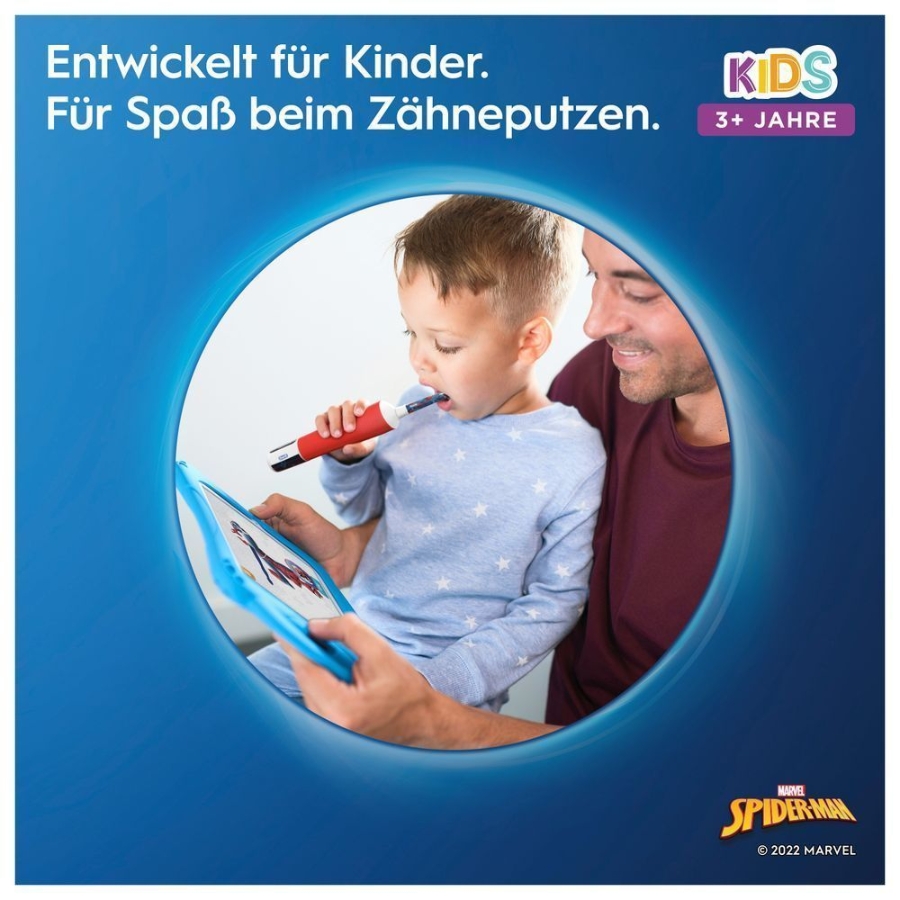 Oral-B Vitality Kids Spiderman Elektrische Kinderzahnbürste Red mit Reiseetui